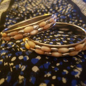 Two Small Faux Pearl/Metallic Bead Bracelets